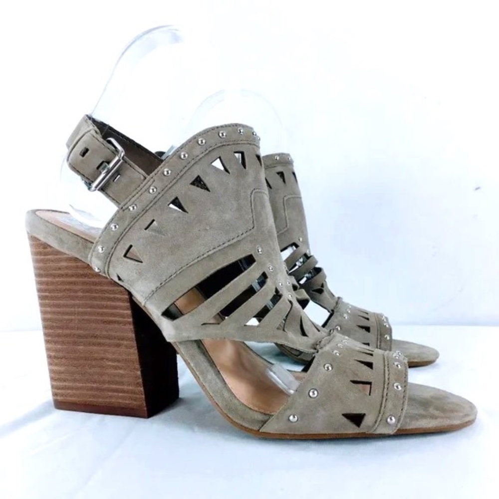 Vince Camuto Womens Sandal Reston Suede Studded Slingback Bock Heel Size 10